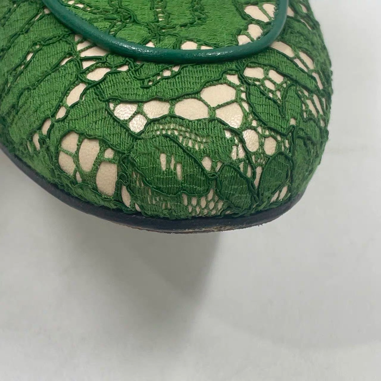 Gucci Princetown Horsebit Mules in Green Lace Leather UK5/ EU38