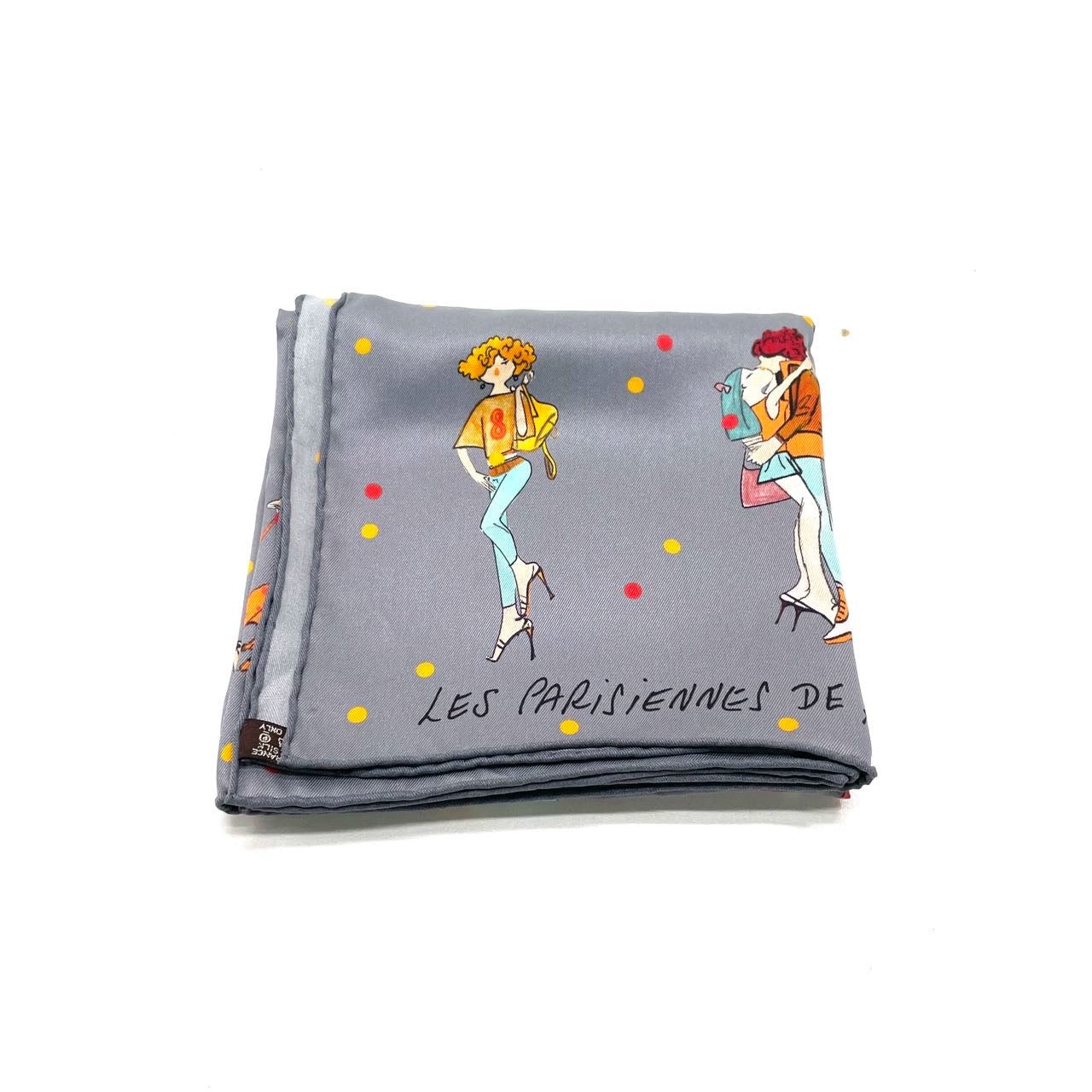 Hermès 70 The Parisiennes of KIRAZ Grey scarf
