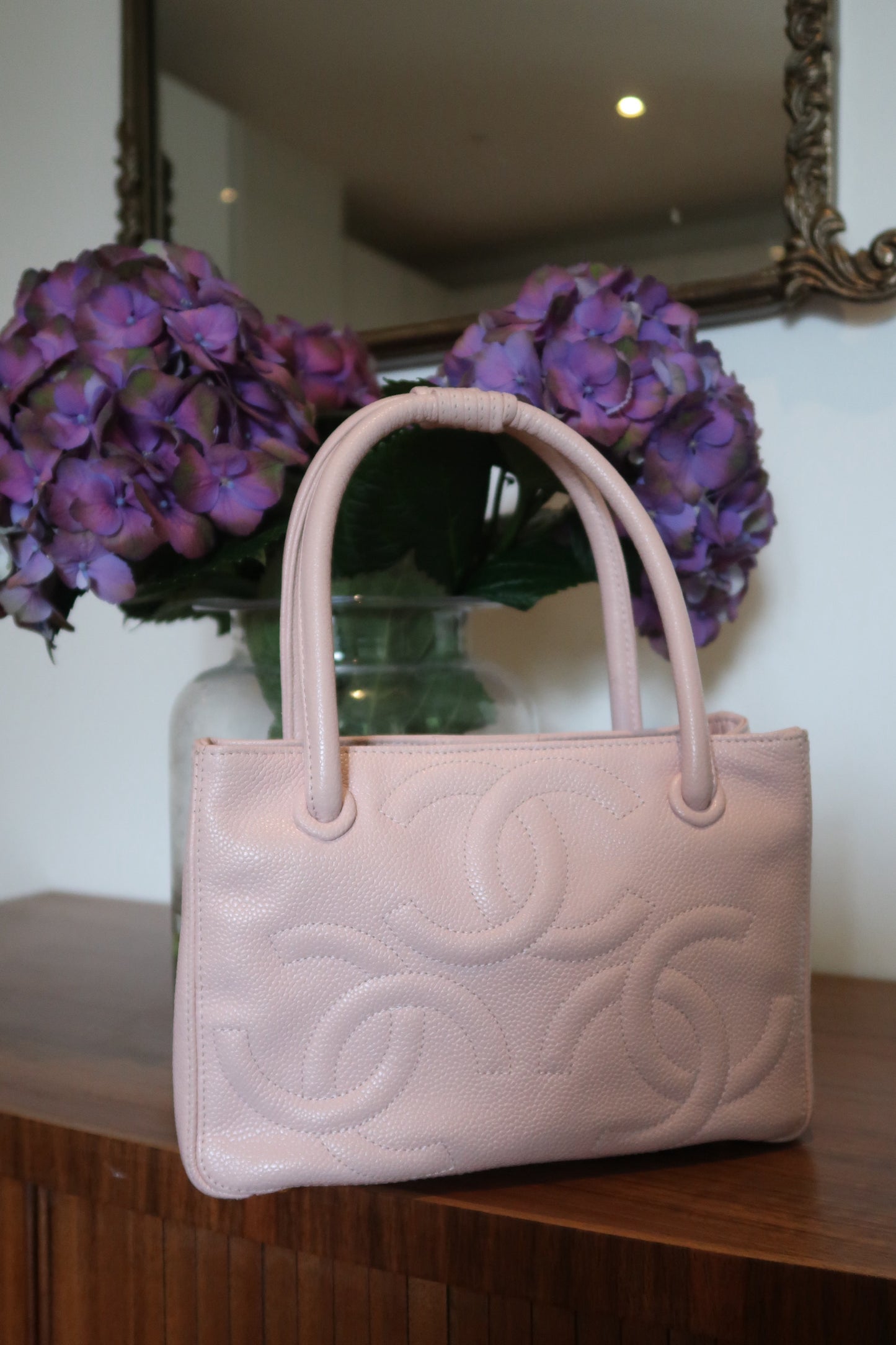 Chanel Triple CC Caviar Handbag Pink