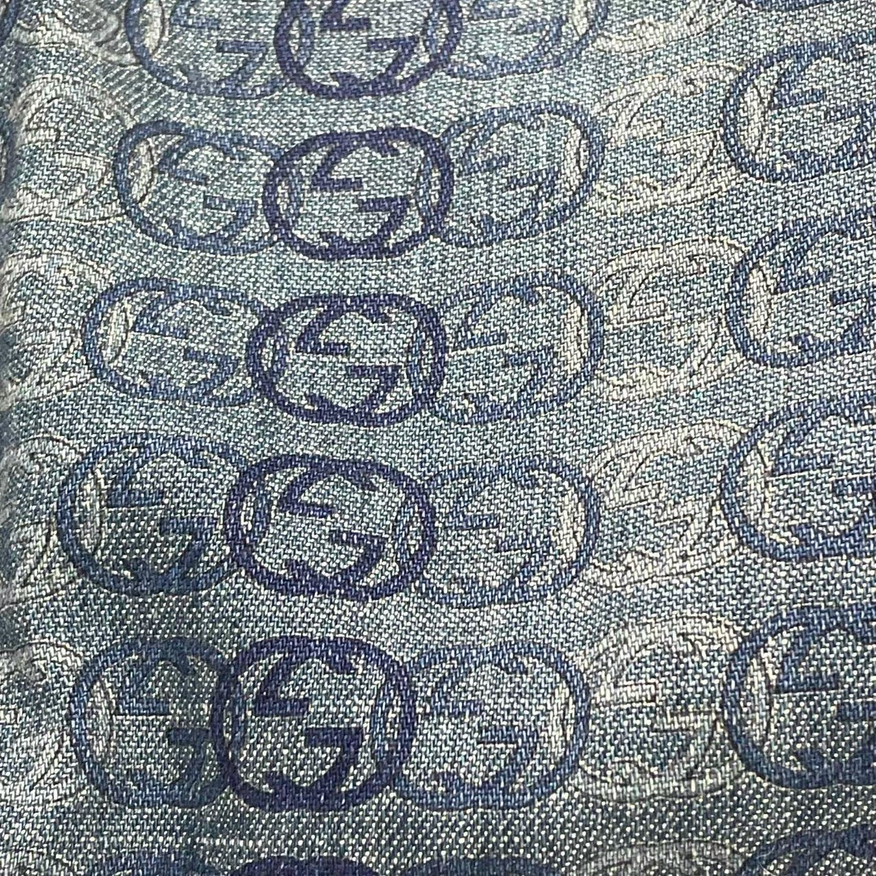 Gucci Boston Abbey Interlocking Logo Joy Blue Denim Satchel
