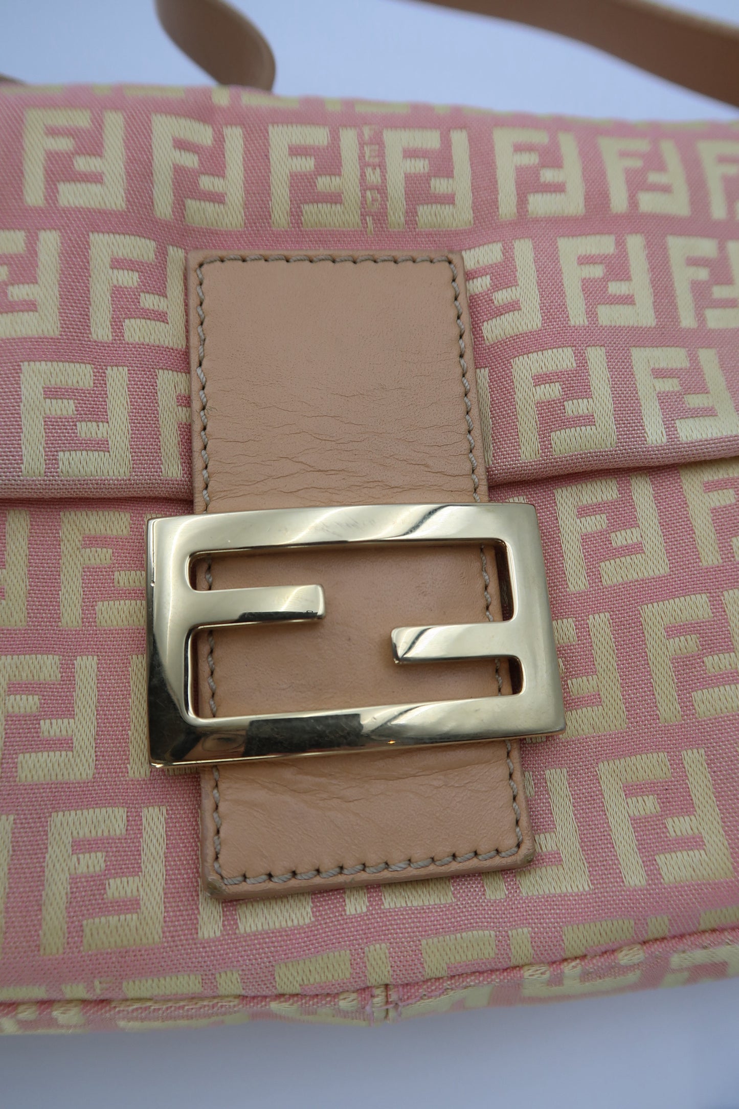 Fendi Baguette Light Pink Zucchino Print Monogram