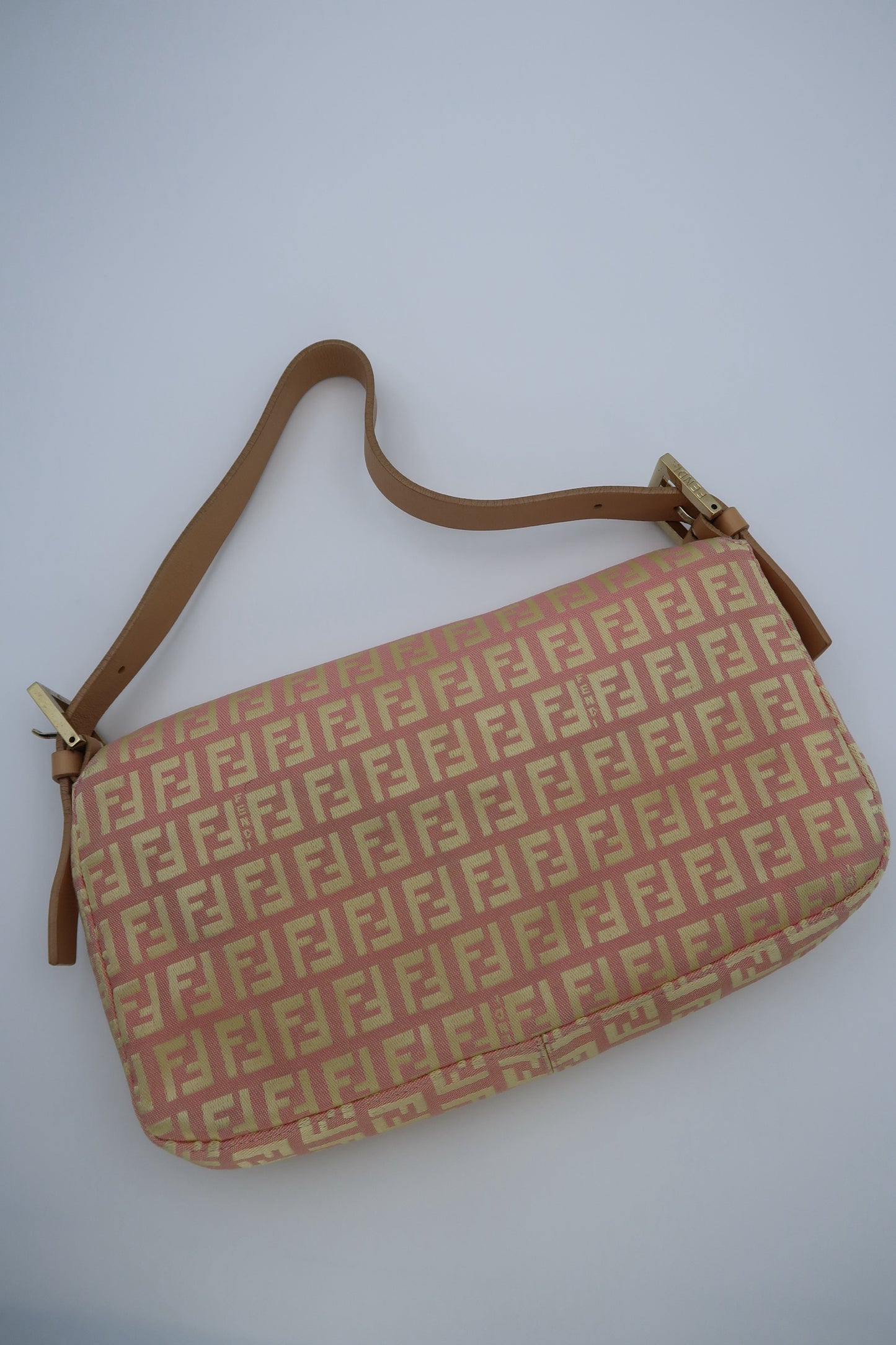 Fendi Baguette Light Pink Zucchino Print Monogram