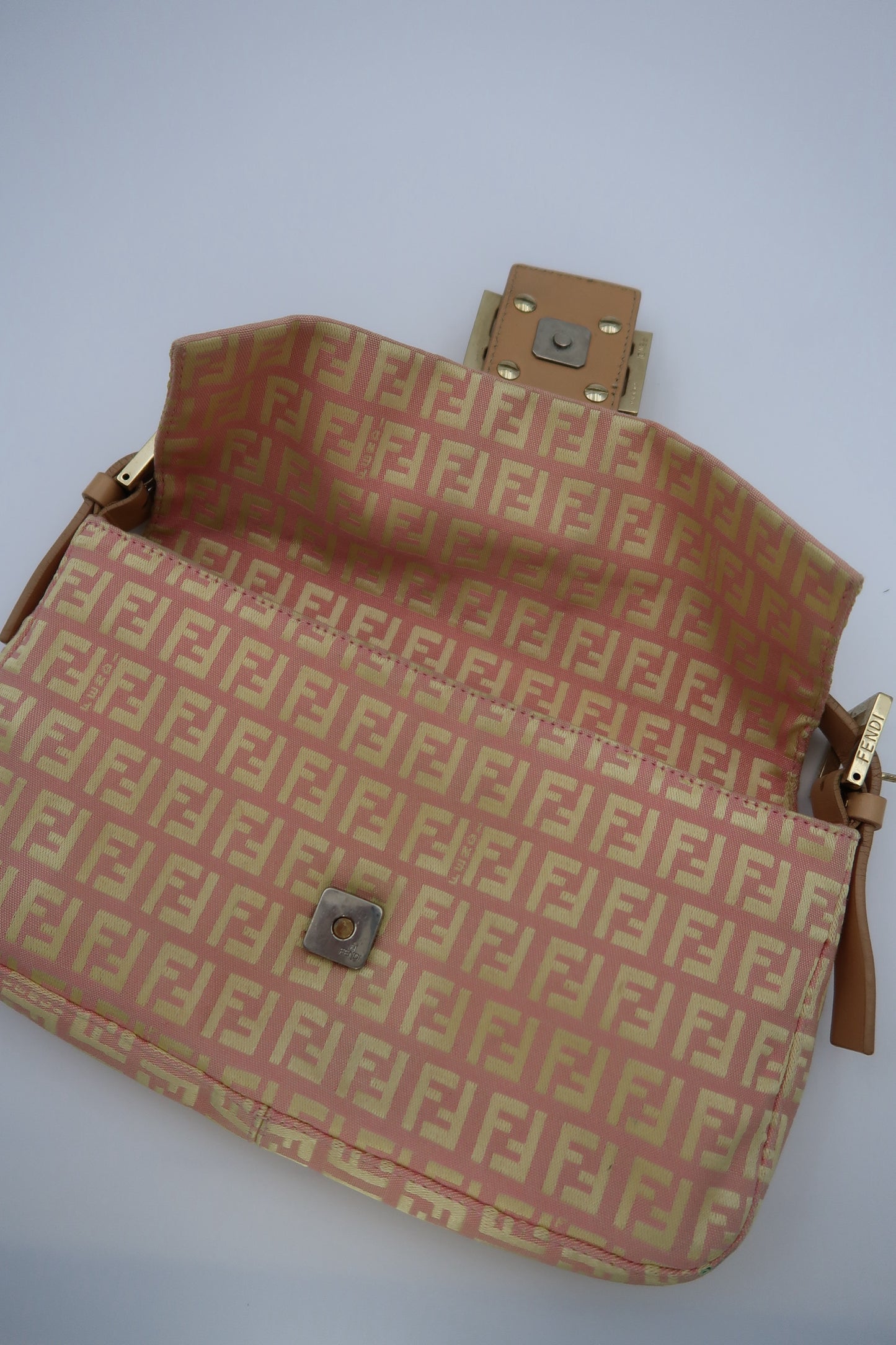 Fendi Baguette Light Pink Zucchino Print Monogram