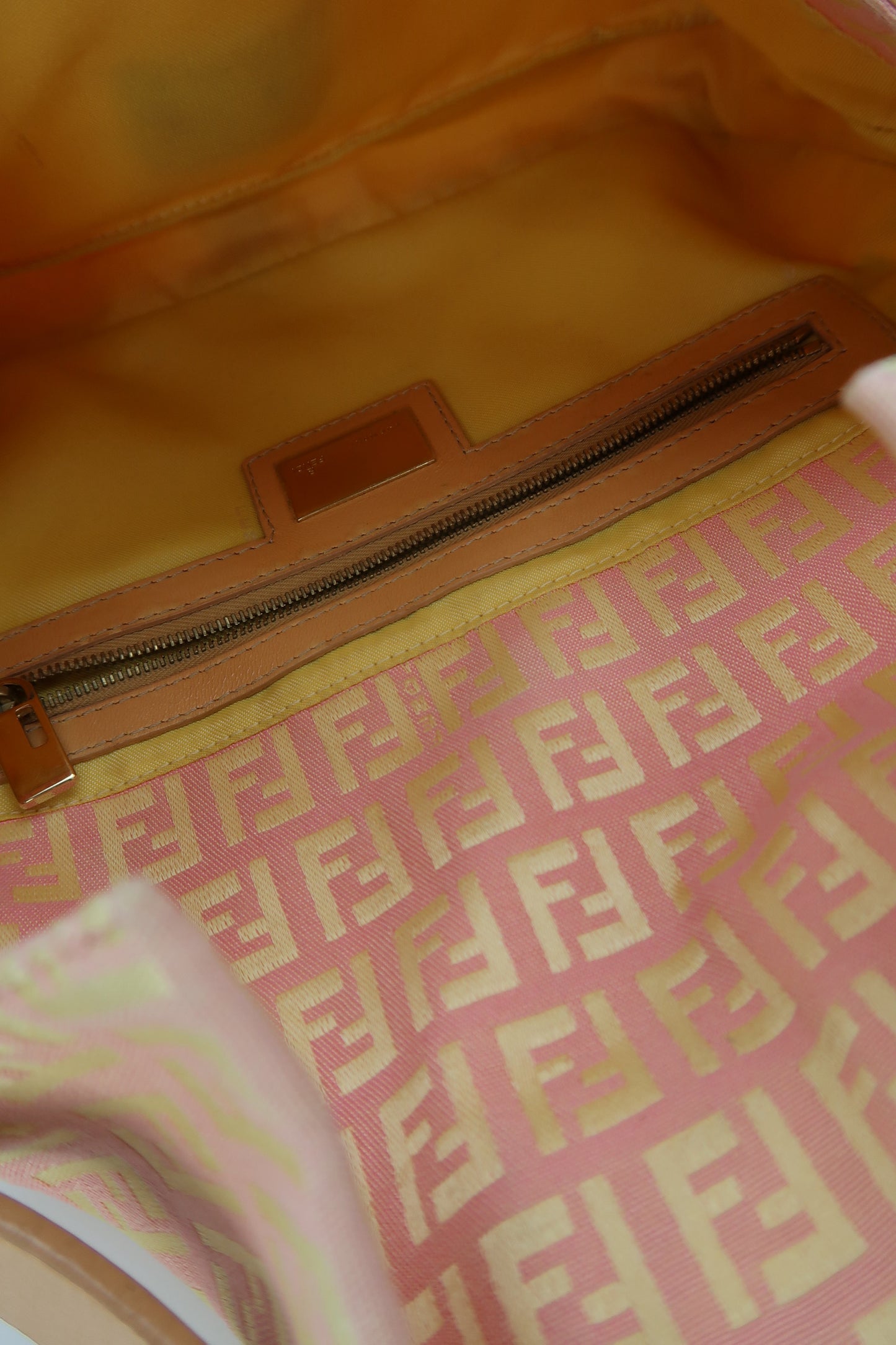 Fendi Baguette Light Pink Zucchino Print Monogram