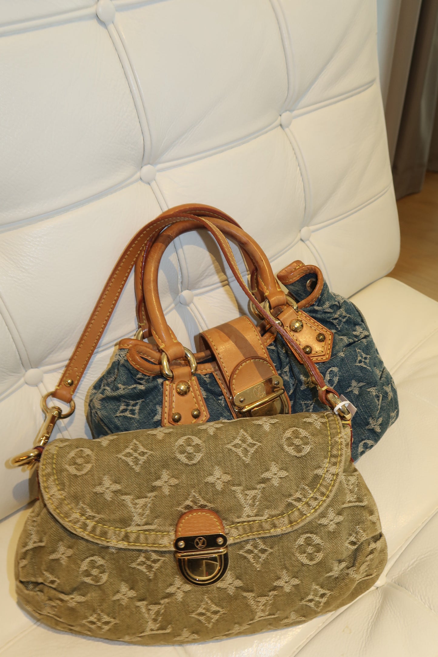 Super Rare Louis Vuitton Pleaty Mini Denim Bag in Green