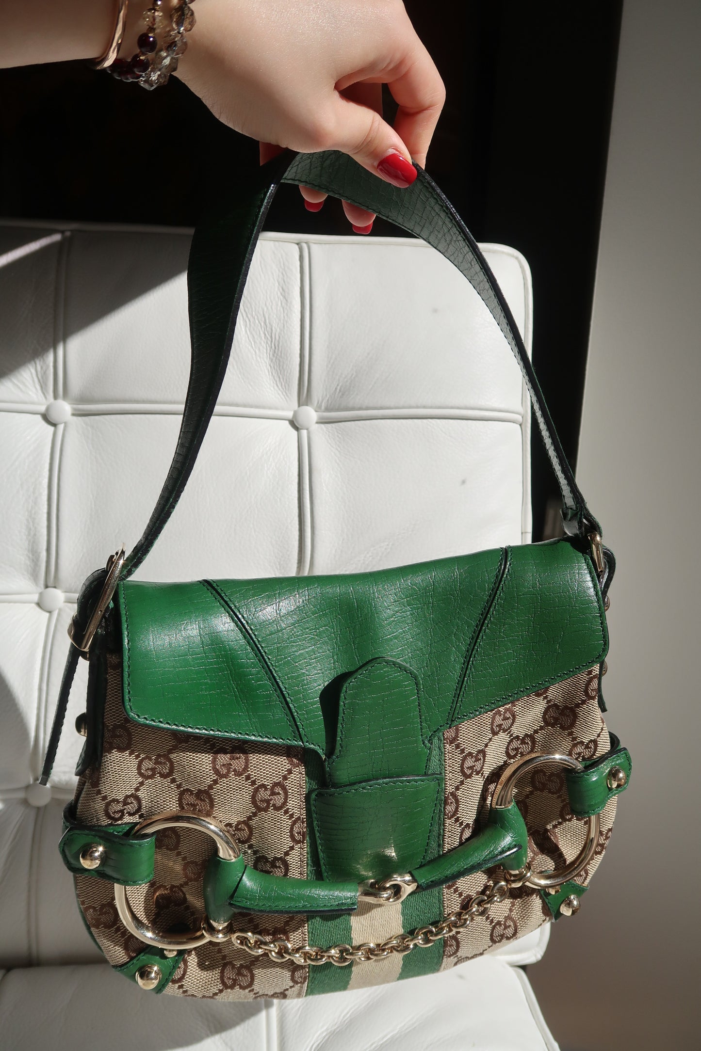 Rare Green Gucci Horsebit Shoulder Bag