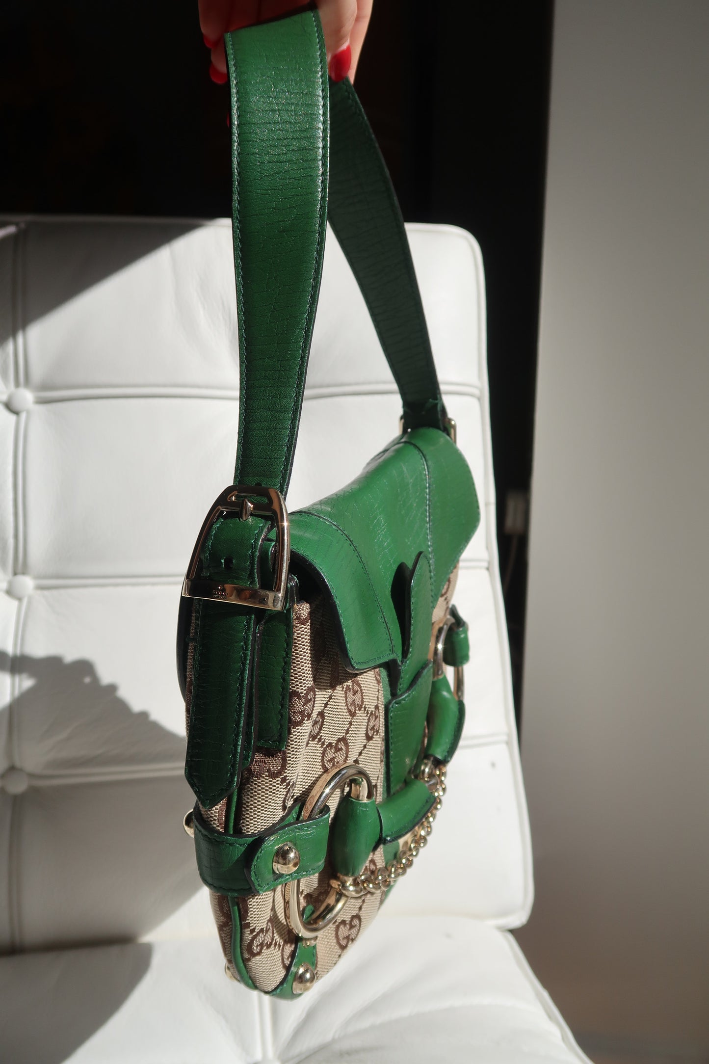 Rare Green Gucci Horsebit Shoulder Bag