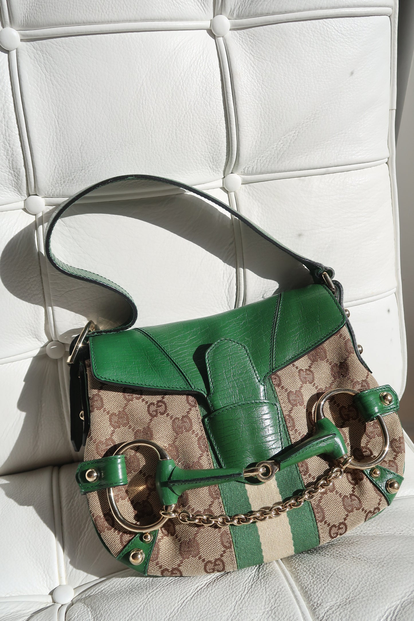 Rare Green Gucci Horsebit Shoulder Bag