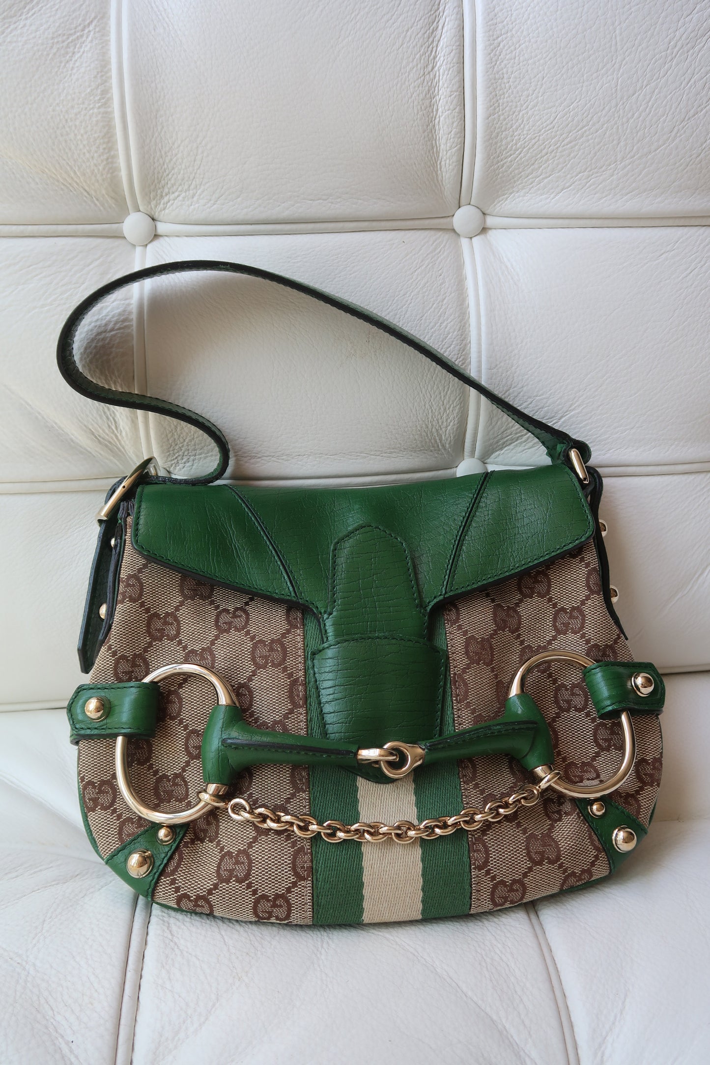 Rare Green Gucci Horsebit Shoulder Bag
