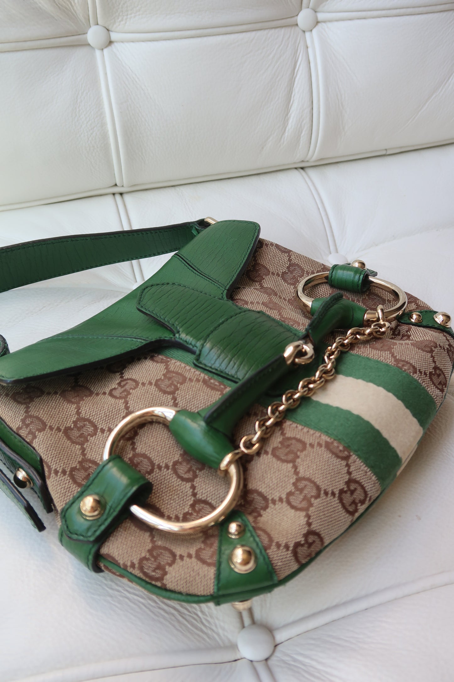 Rare Green Gucci Horsebit Shoulder Bag