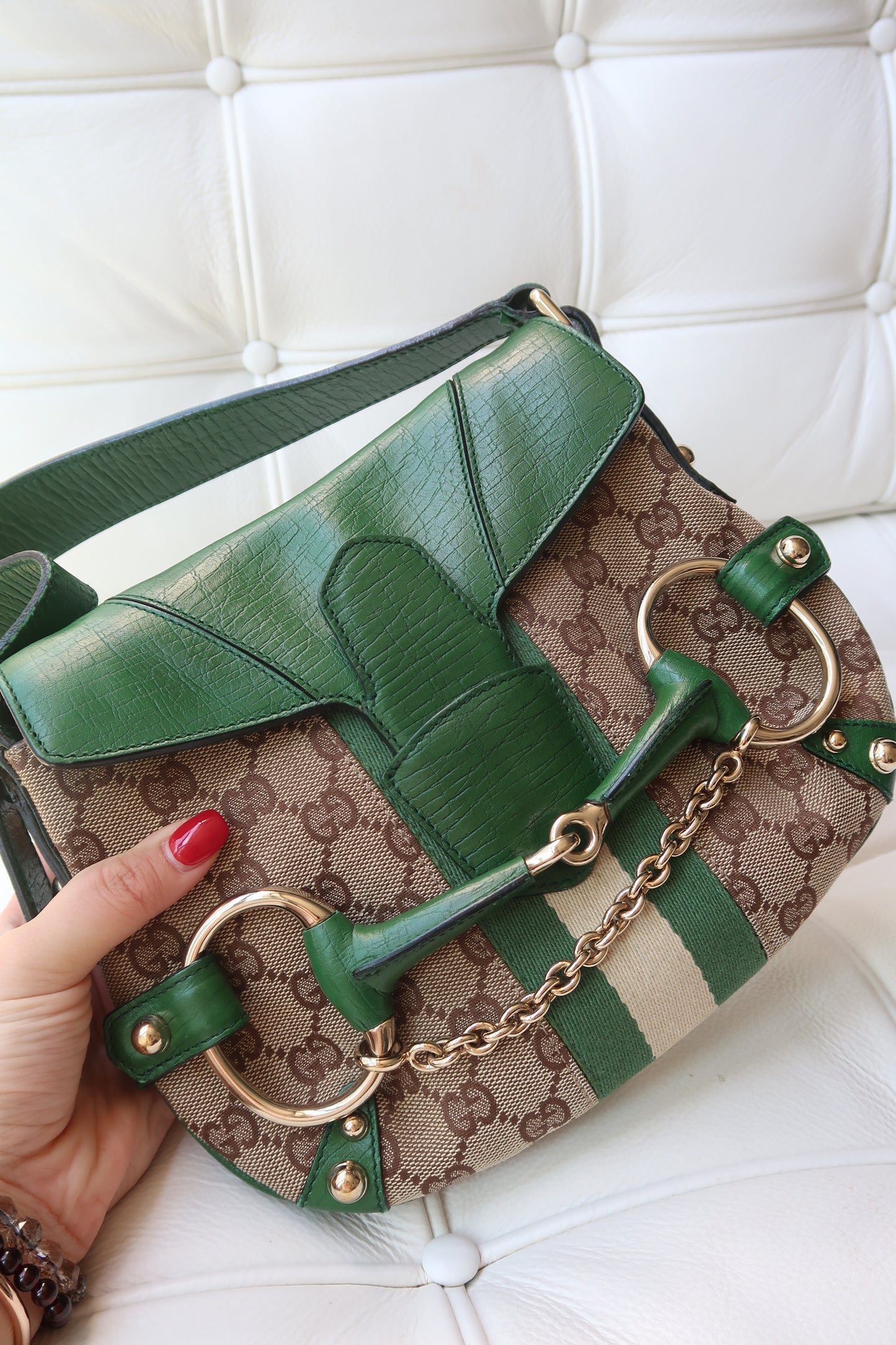 Rare Green Gucci Horsebit Shoulder Bag