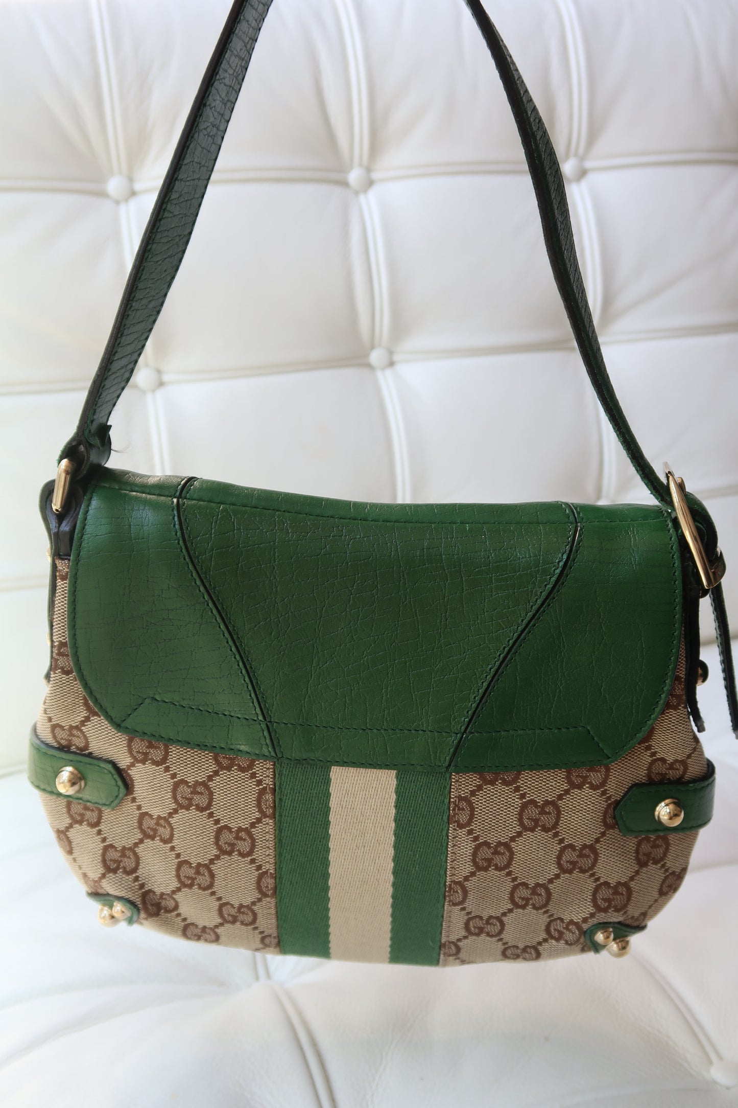 Rare Green Gucci Horsebit Shoulder Bag