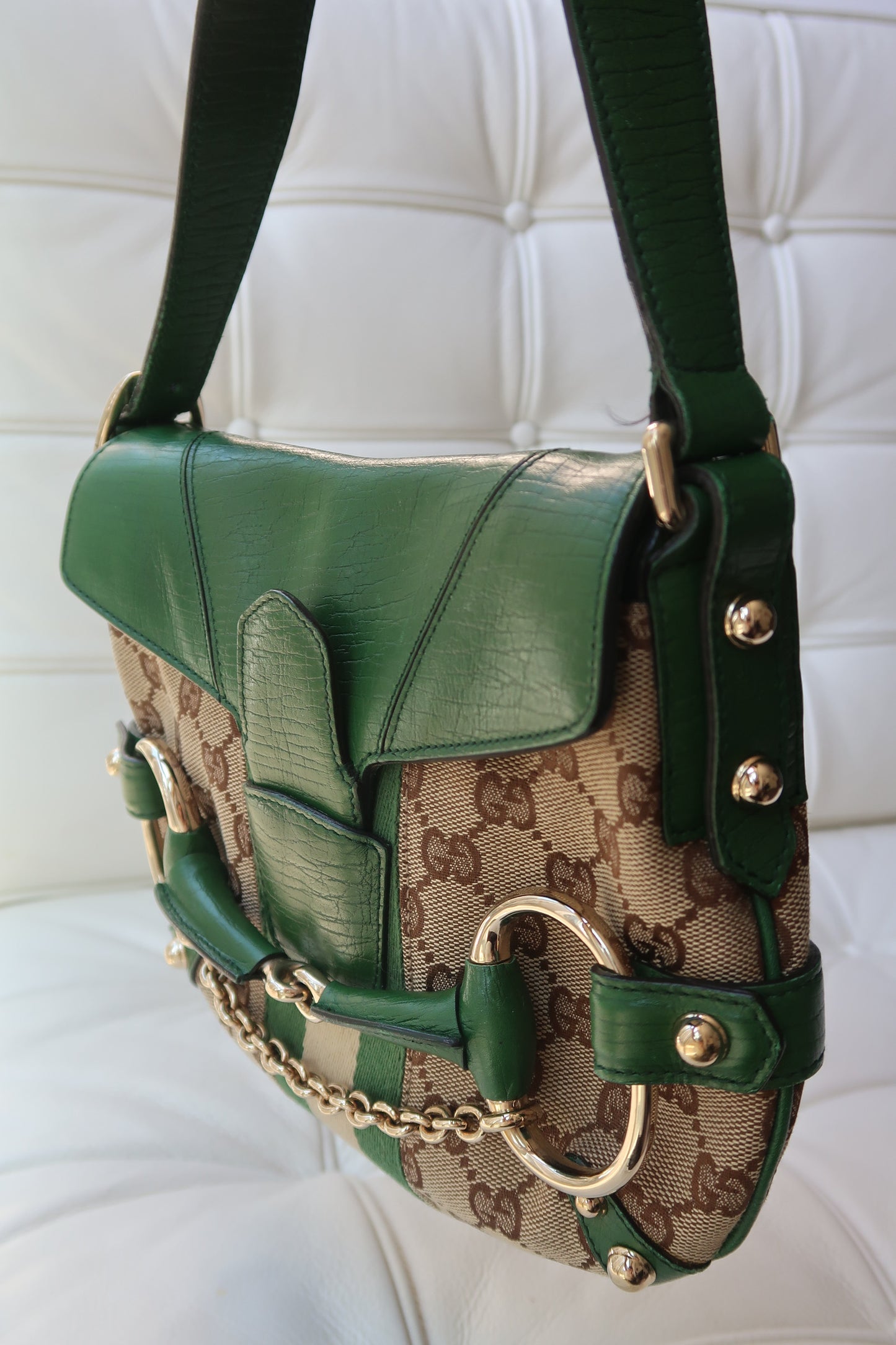 Rare Green Gucci Horsebit Shoulder Bag
