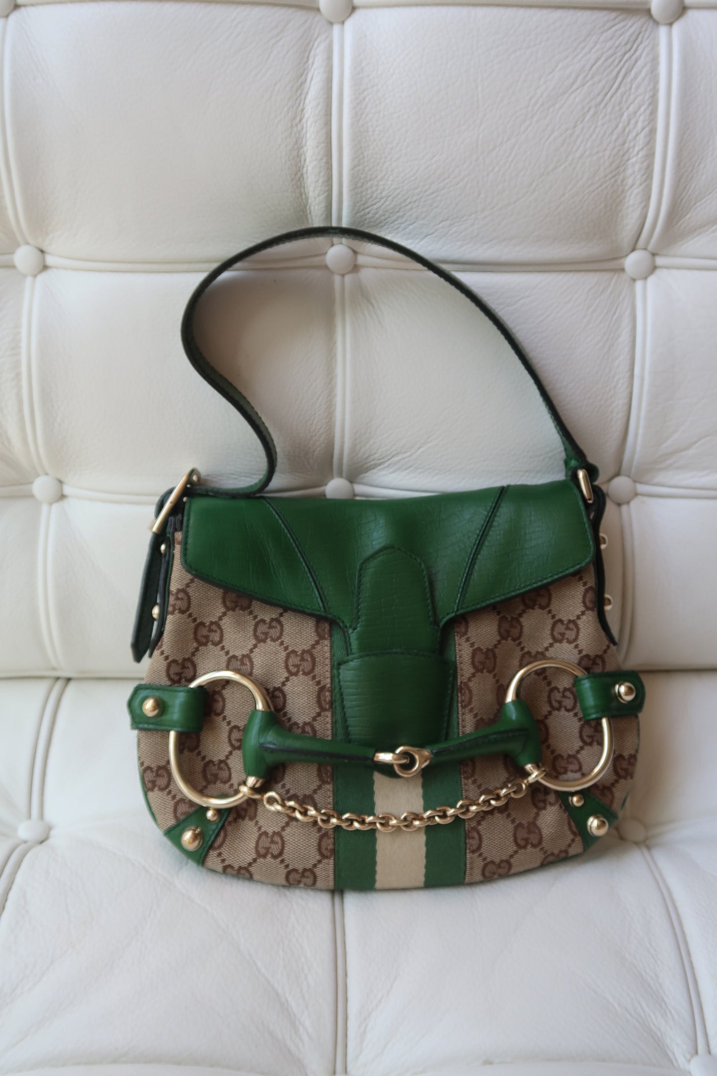 Rare Green Gucci Horsebit Shoulder Bag