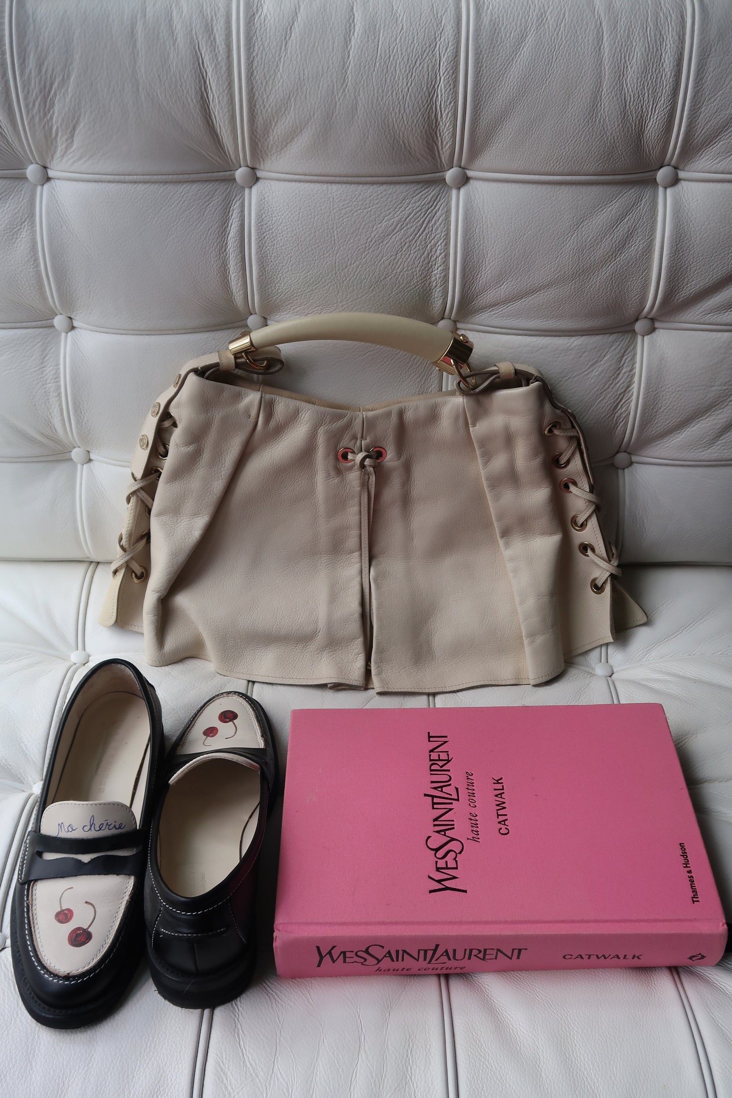 Rare Tom Ford YSL Mombasa in cream leather