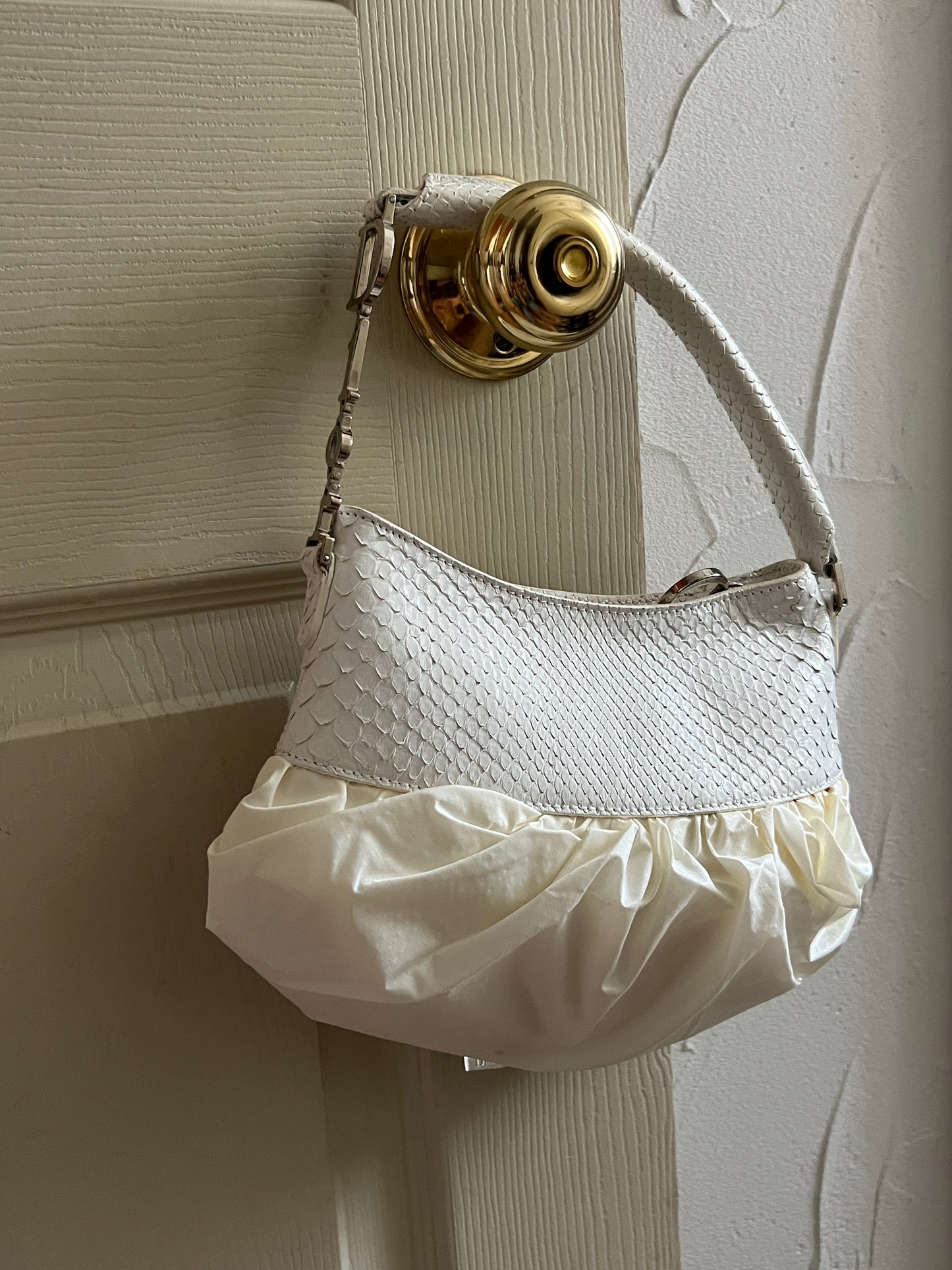 Dior Ballet Corset leather handbag by John Galliano in white with exotic leather