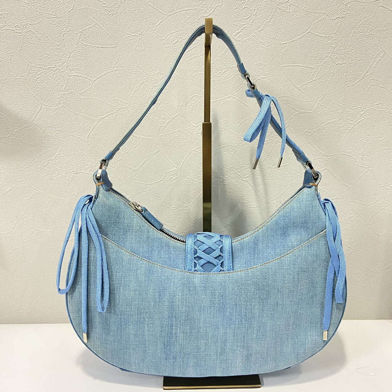 Dior Admit it Denim Shoulder Bag In Blue/Sliver