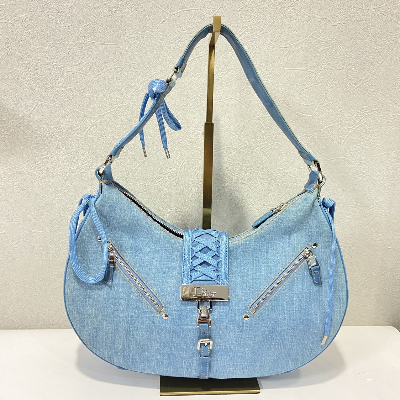Dior Admit it Denim Shoulder Bag In Blue/Sliver