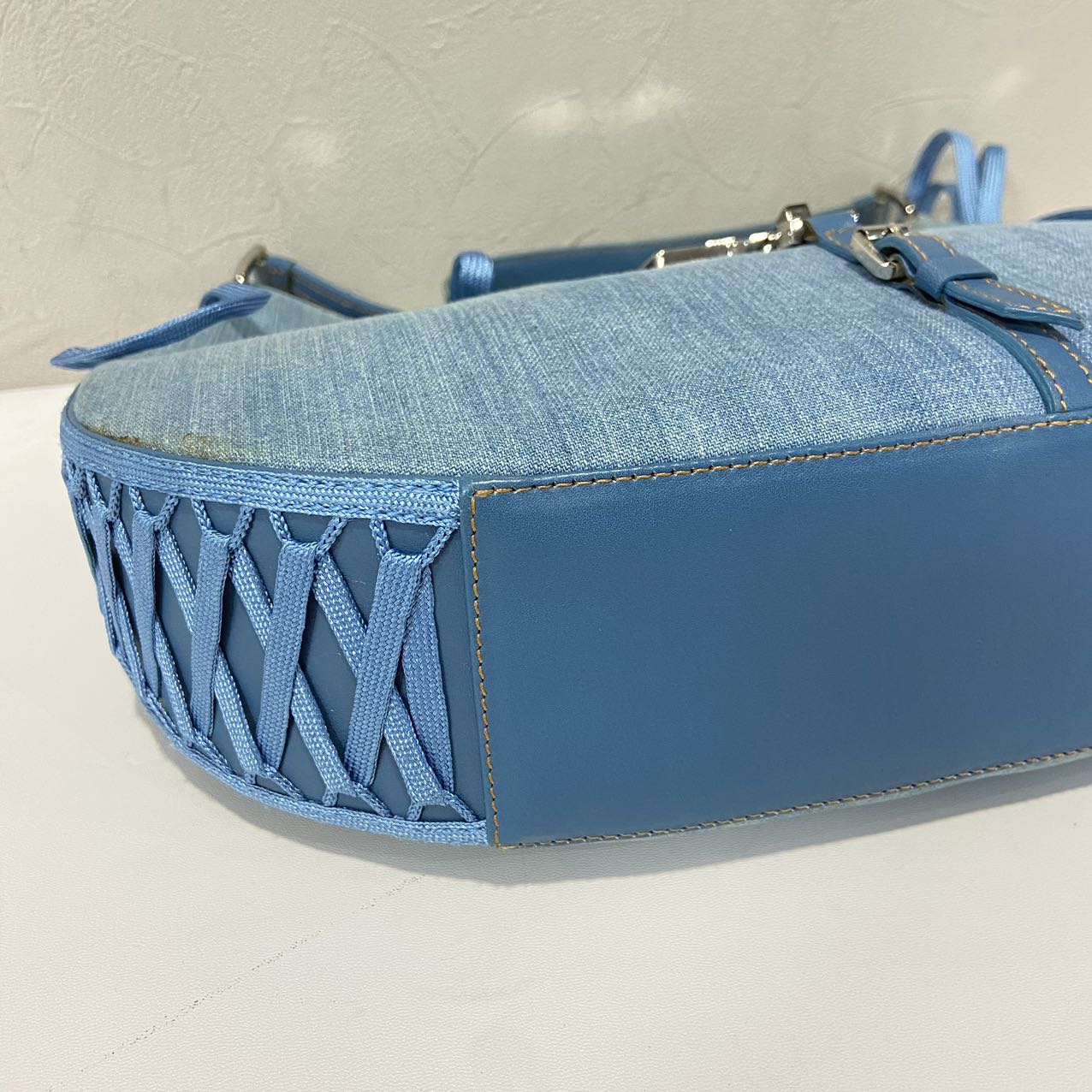 Dior Admit it Denim Shoulder Bag In Blue/Sliver