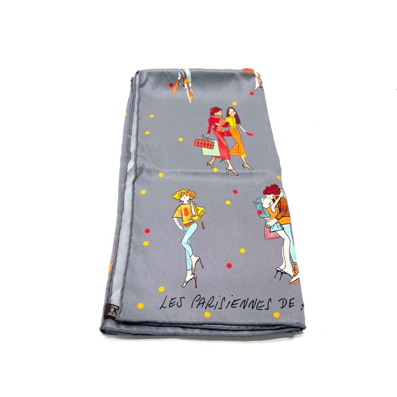 Hermès 70 The Parisiennes of KIRAZ Grey scarf