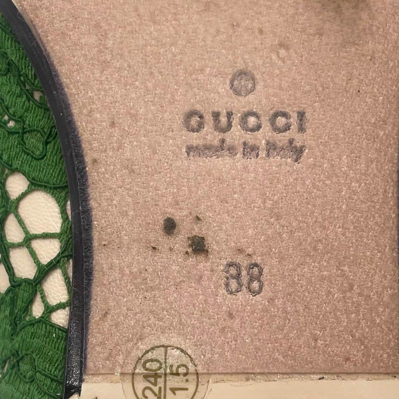 Gucci Princetown Horsebit Mules in Green Lace Leather UK5/ EU38
