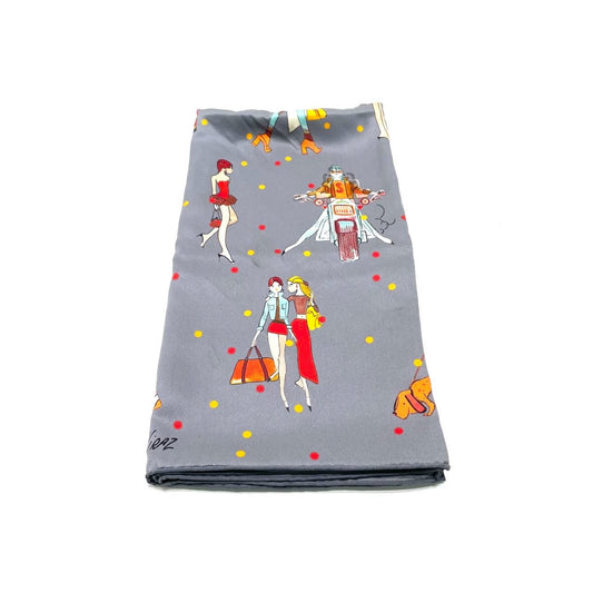 Hermès 70 The Parisiennes of KIRAZ Grey scarf