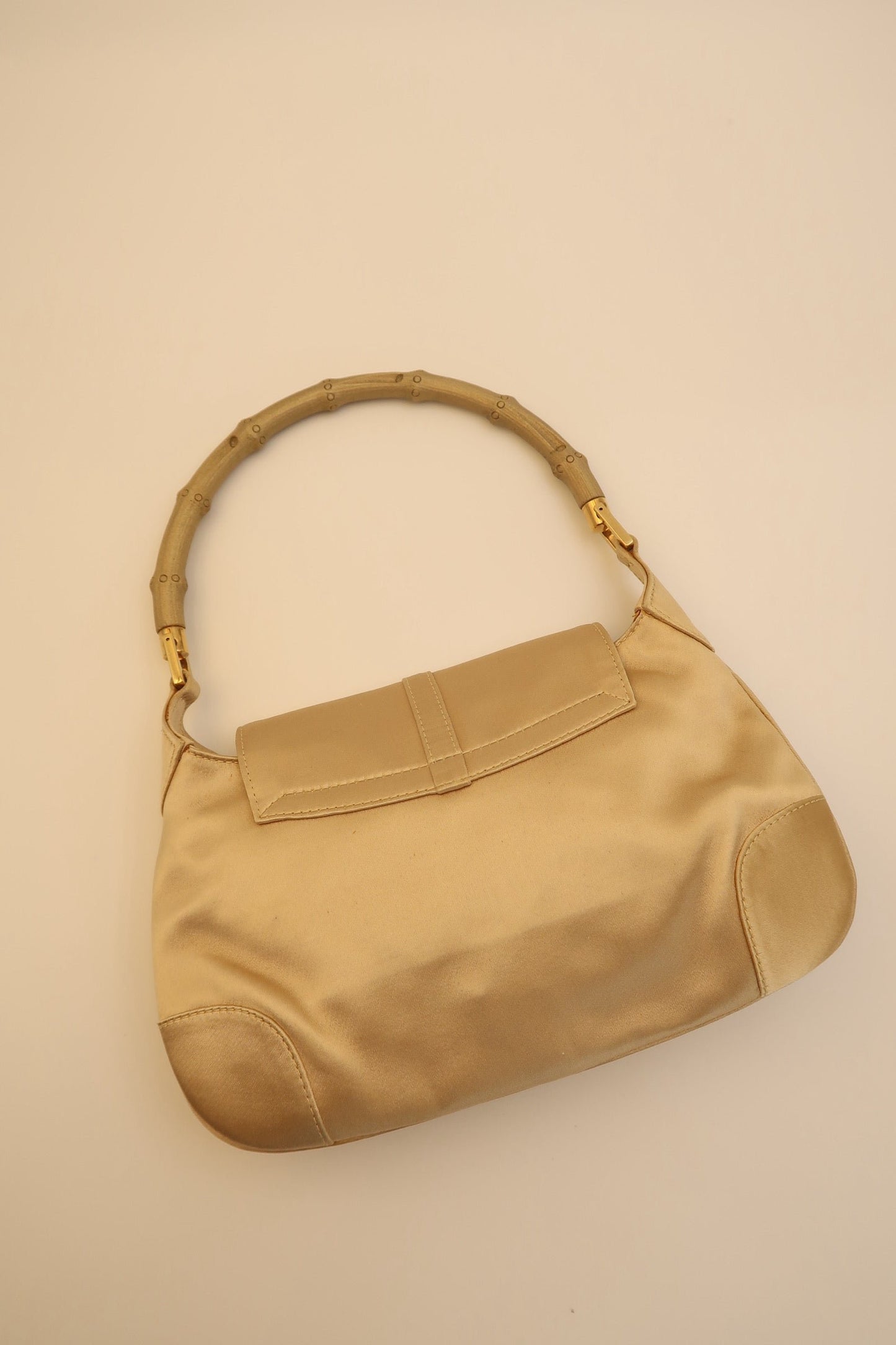 Gucci Mini Jackie in Cream Satin and Bamboo Handle by Tom Ford.