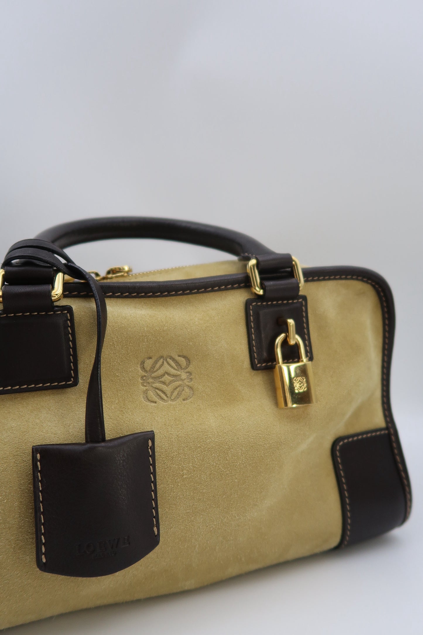 Loewe Amazona 28 Handbag with Suede and Gold Hardware