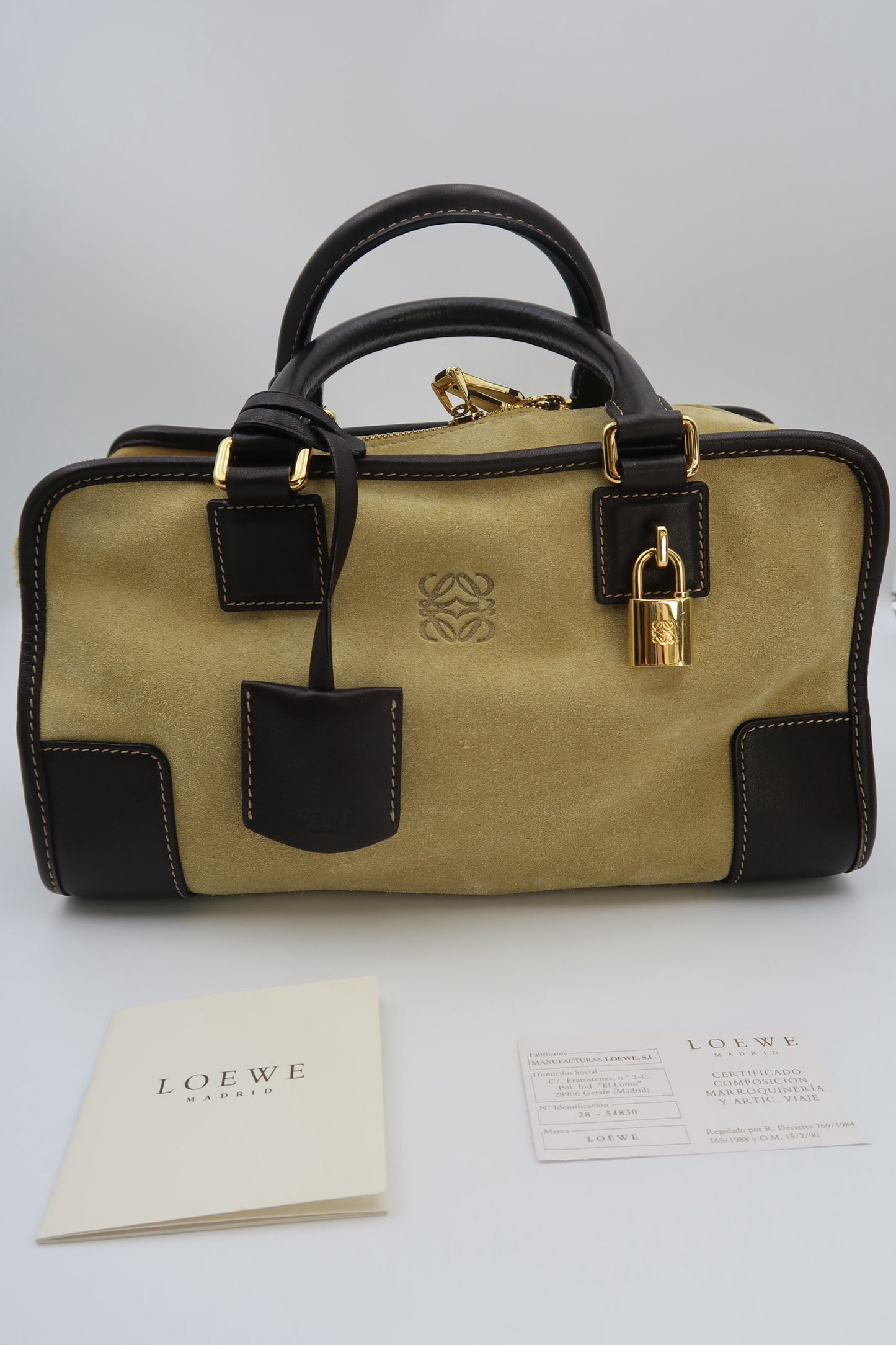 Loewe Amazona 28 Handbag with Suede and Gold Hardware