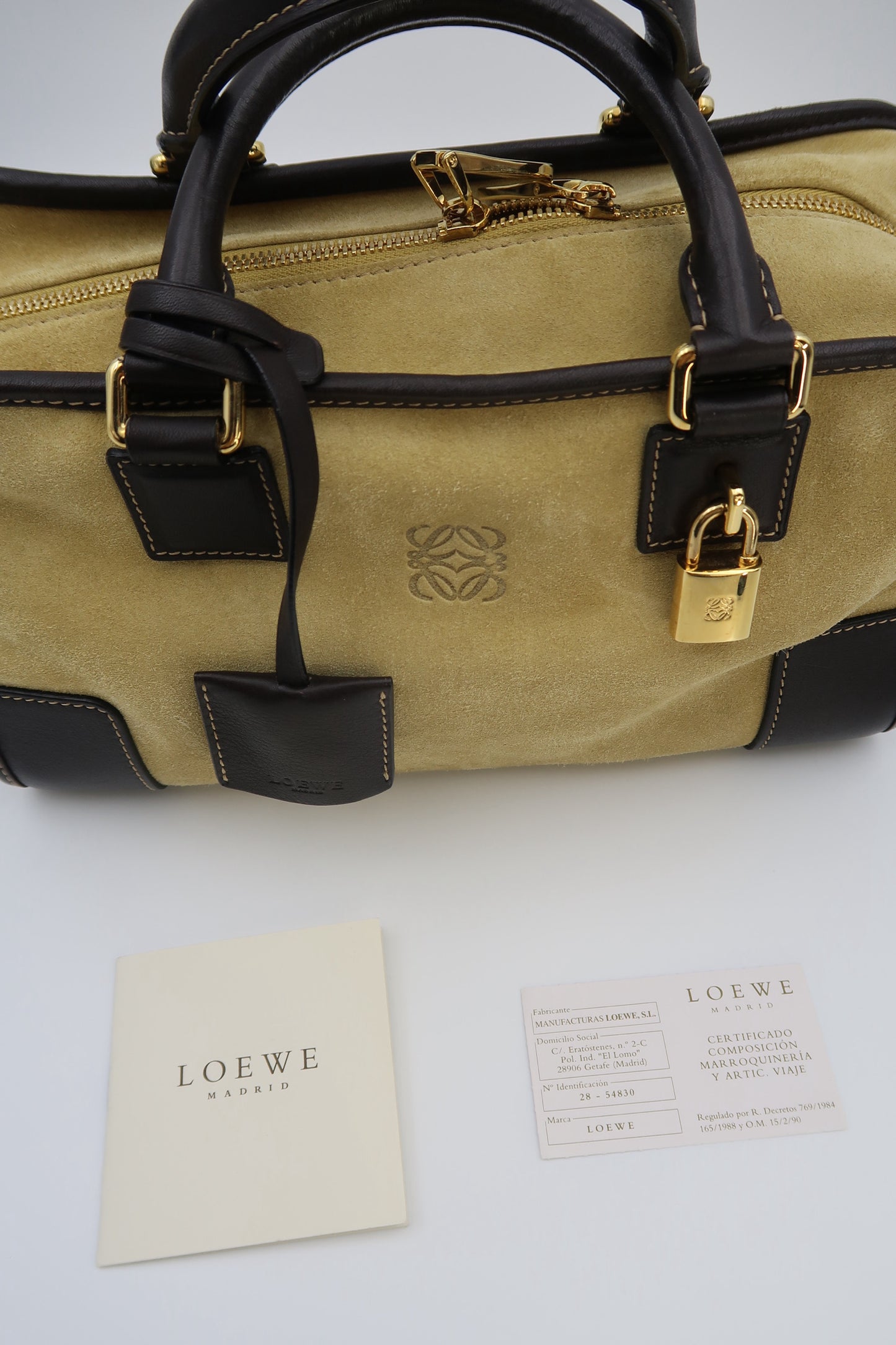 Loewe Amazona 28 Handbag with Suede and Gold Hardware