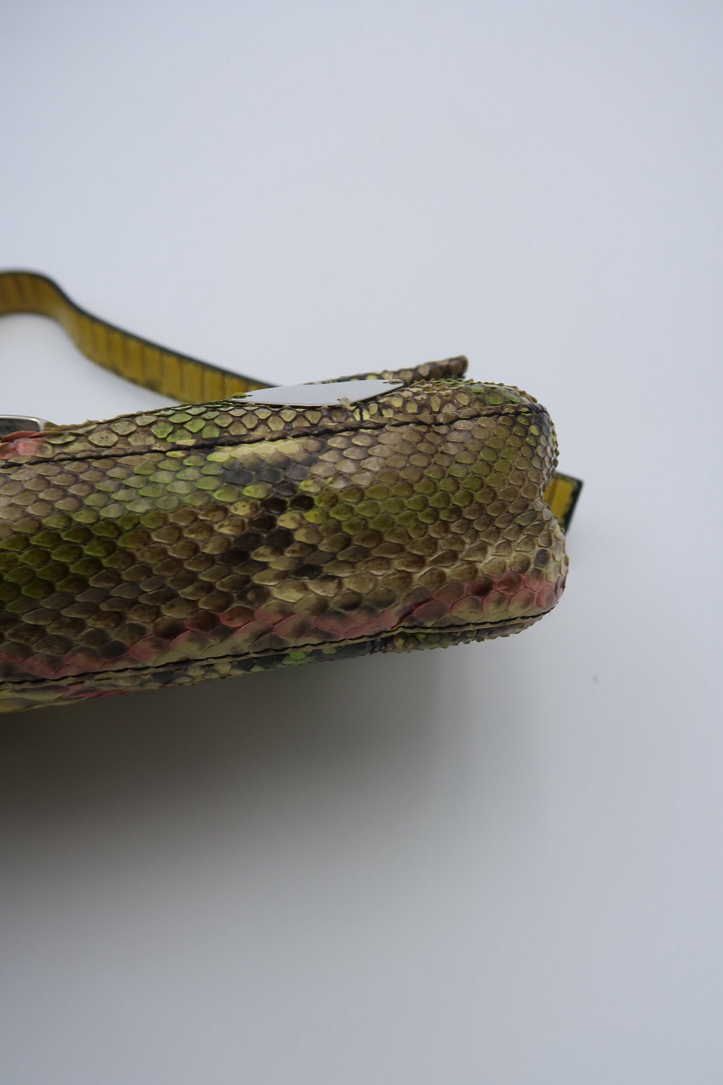 FENDI multi colour python snakeskin baguette with mirror detailing