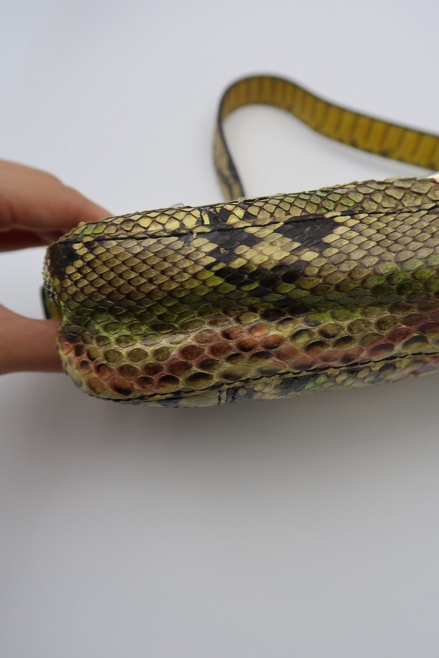 FENDI multi colour python snakeskin baguette with mirror detailing