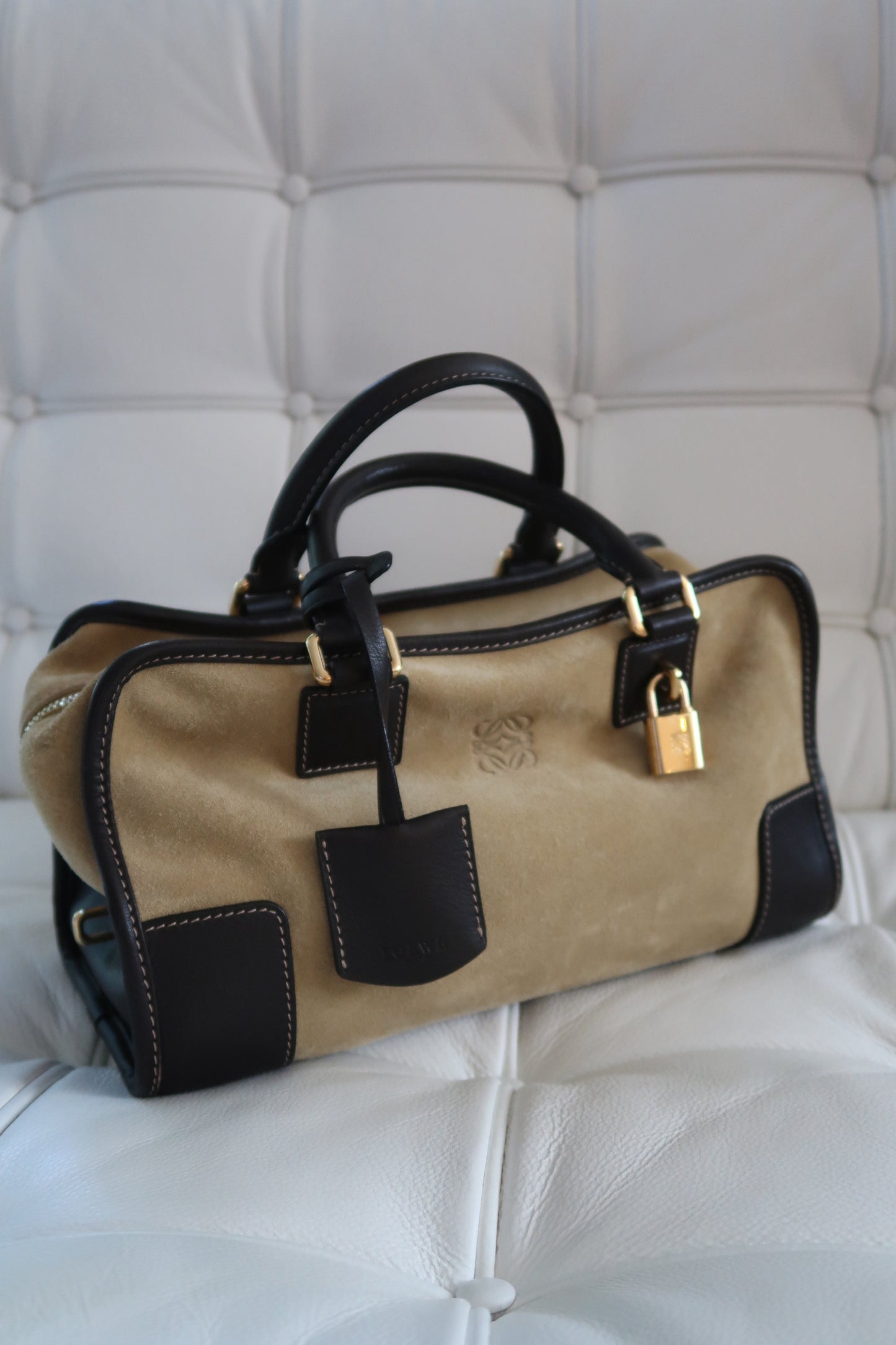 Loewe Amazona 28 Handbag with Suede and Gold Hardware