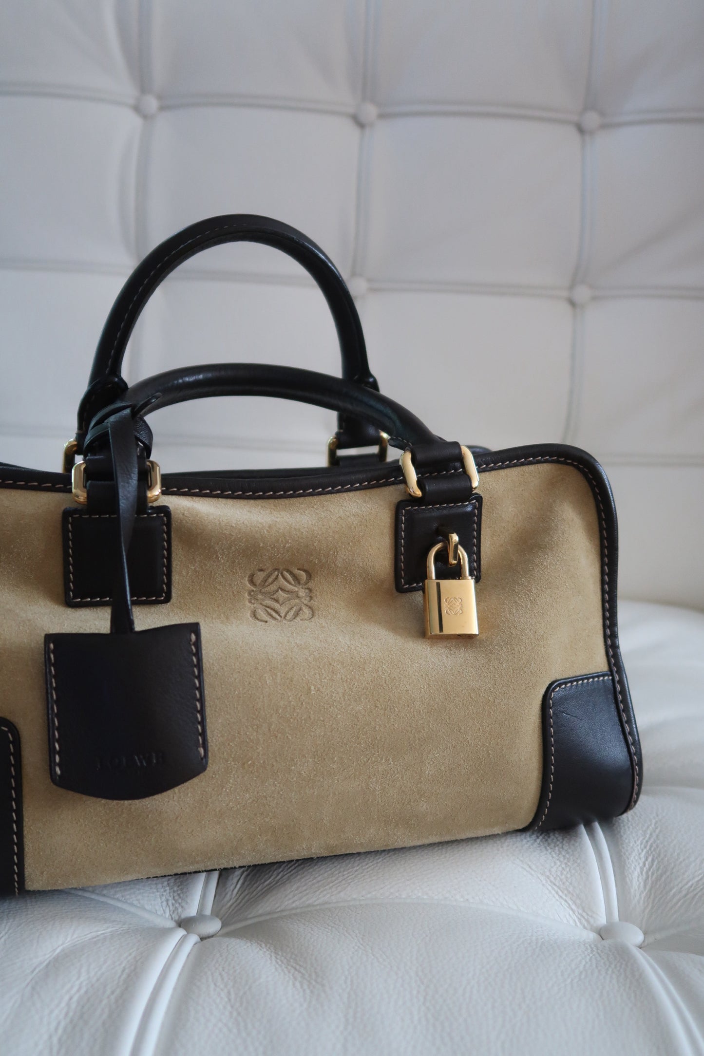 Loewe Amazona 28 Handbag with Suede and Gold Hardware