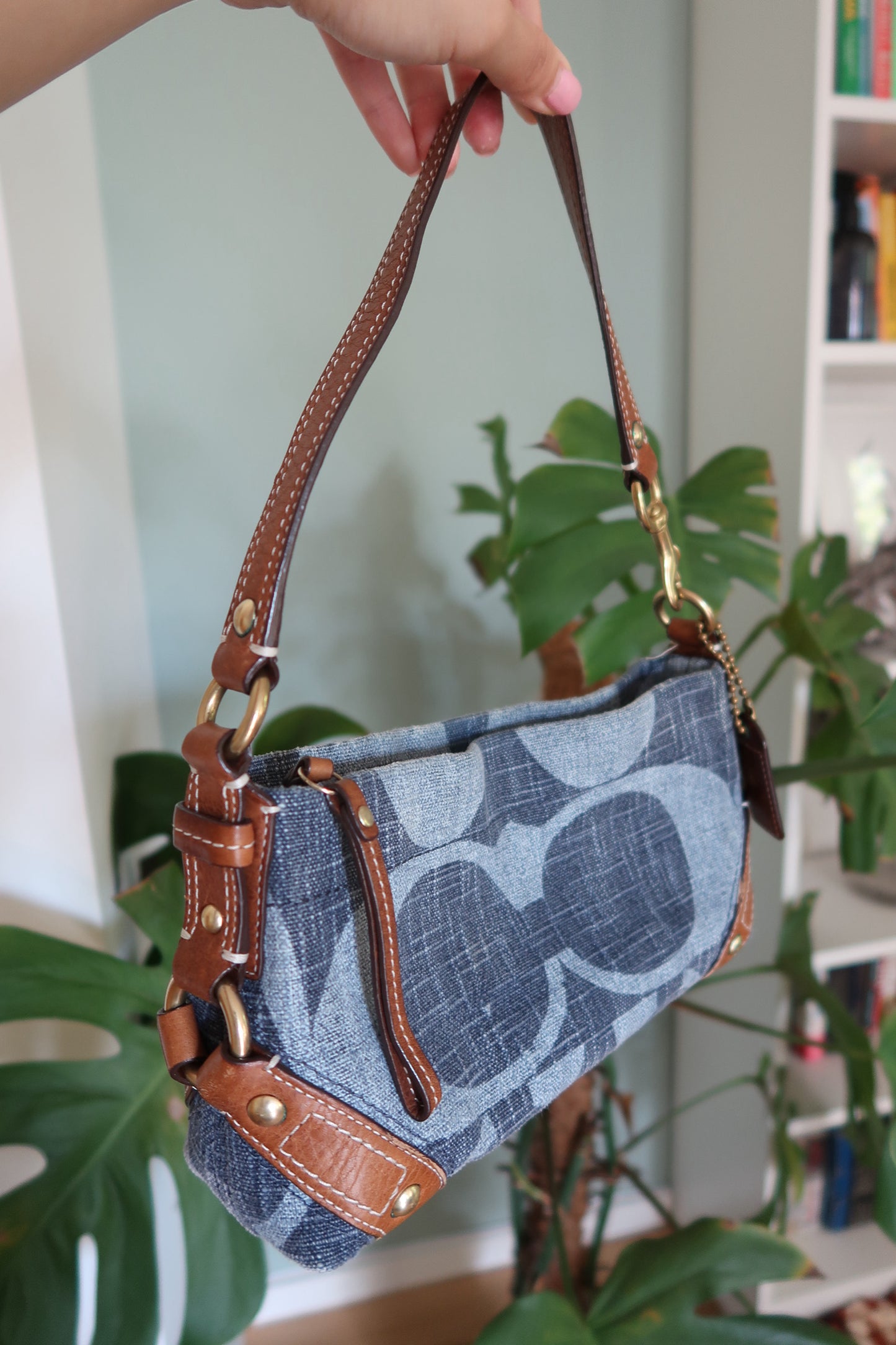 Limited Edition Vintage Coach Ergo Denim Patchwork Hobo Handbag